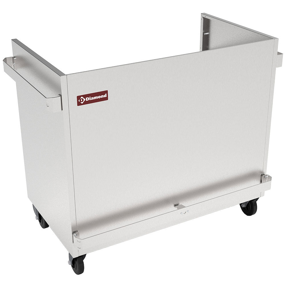 Meuble inox support vitrine VBME-3X, sur roulettes