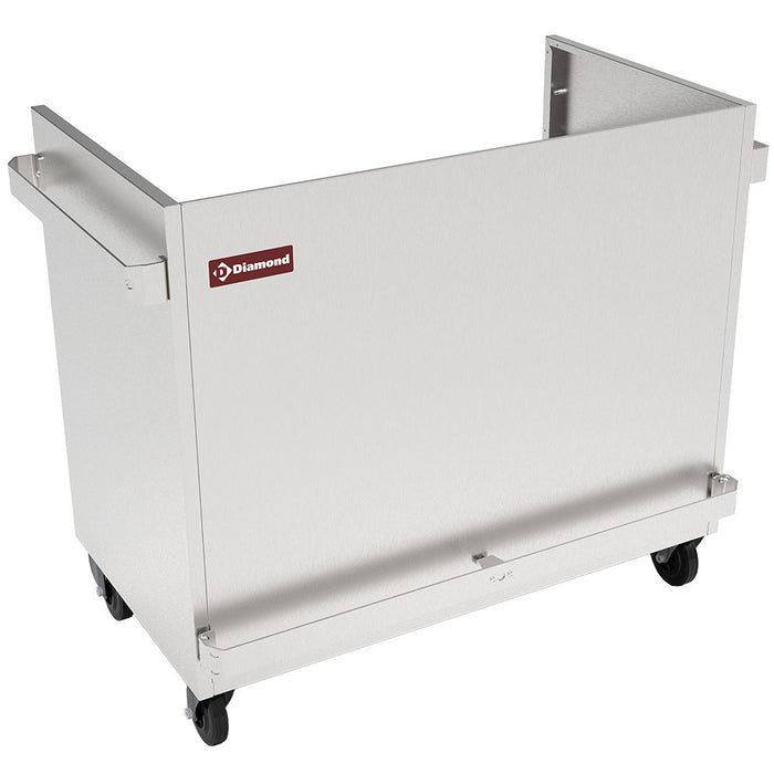Meuble inox support vitrine VBME-3X, sur roulettes