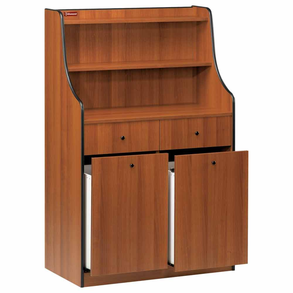 Meuble de service, 2 tiroirs, 2 trémies, "Merisier"