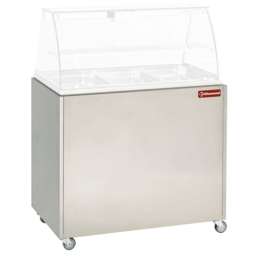 Meuble inox support vitrine VBE-311, sur roulettes