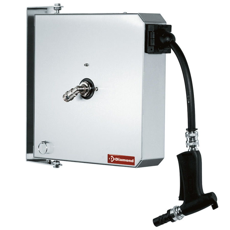 Enrouleur automatique de nettoyage Diamond, longueur de 6 mètres, avec tuyau flexible enroulé, pour usage professionnel ou domestique.