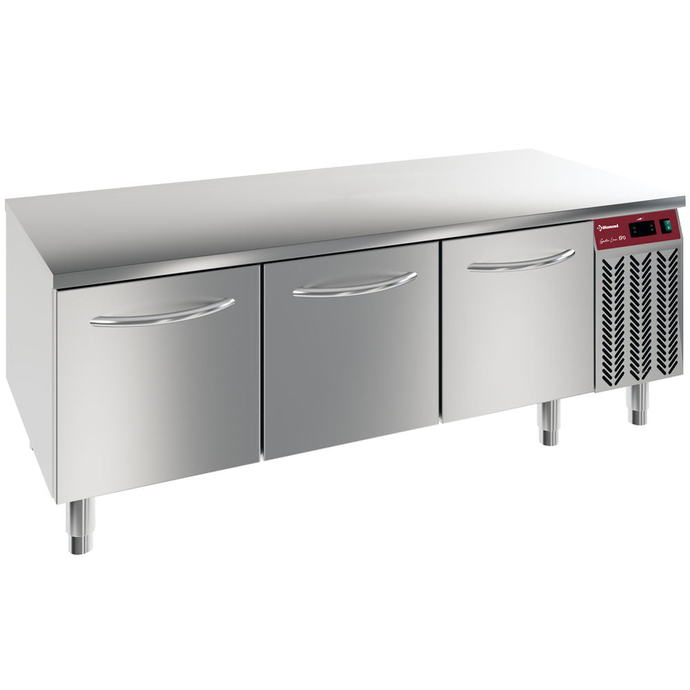 Soubassement réfrigéré Diamond avec 3 tiroirs GN 1/1-h 200 mm, unité de stockage réfrigérée pour cuisine professionnelle