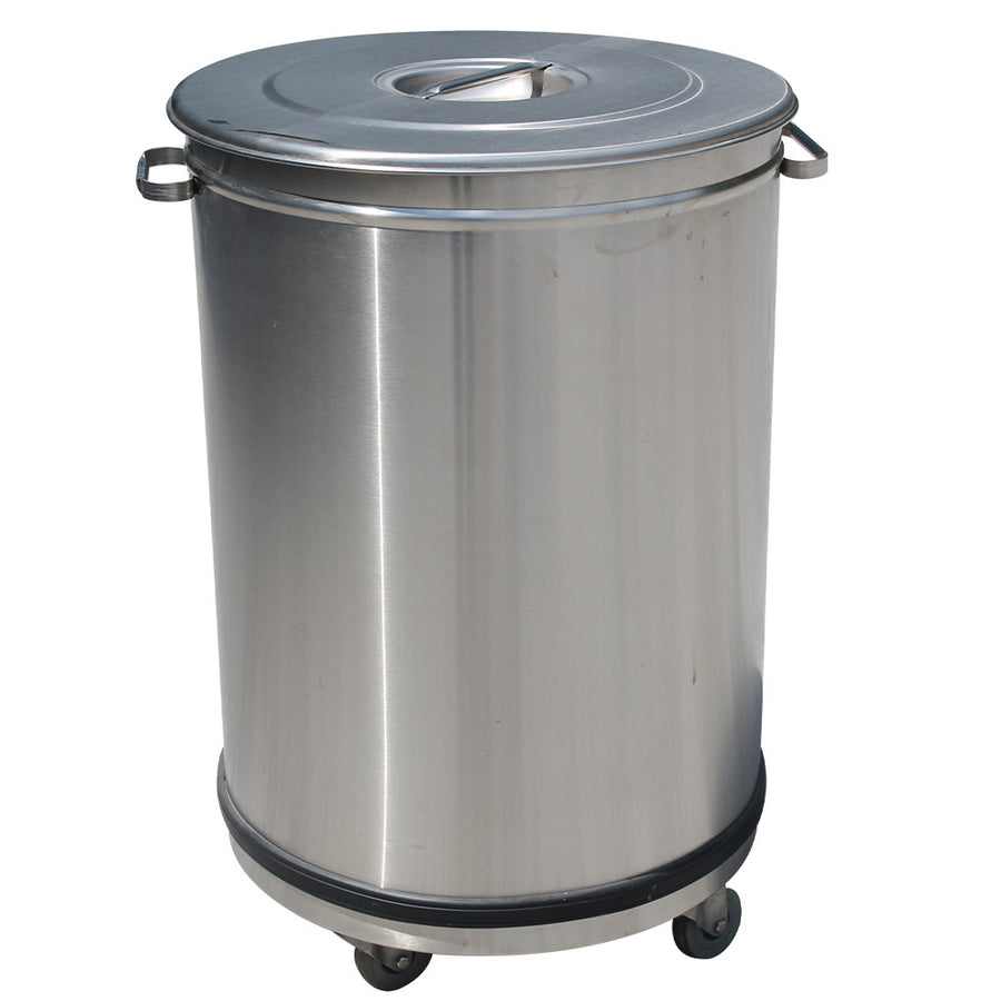 Poubelle standard Diamond de 50 litres avec couvercle et roues, en plastique robuste pour déchets domestiques.