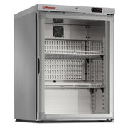 Frigo ventilé, vitrée, 150 Lit. acier inox