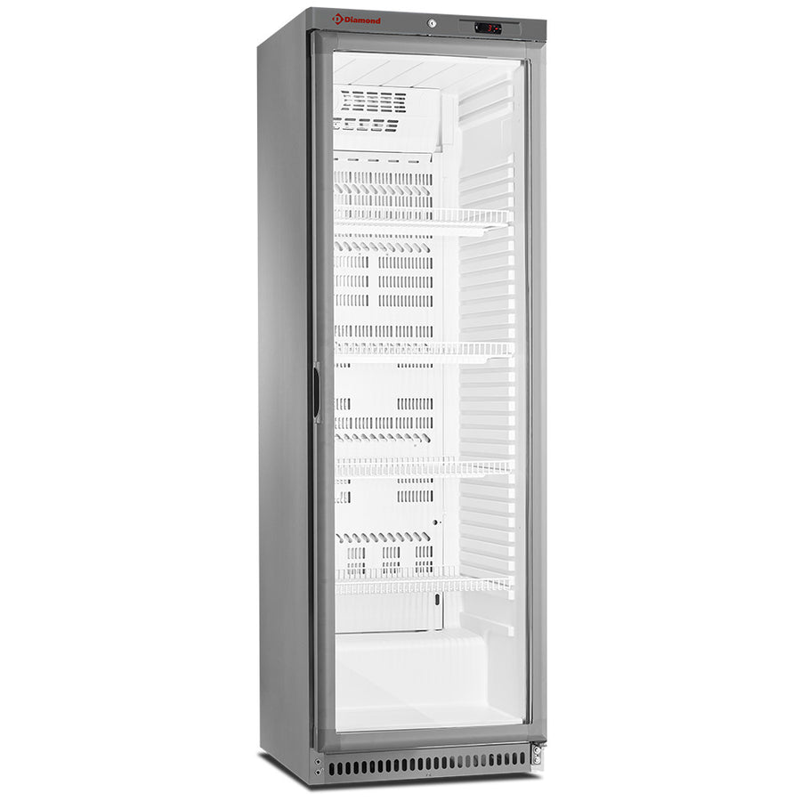 Armoire frigorifique, vitrée, ventilée, 400 Lit. acier inox