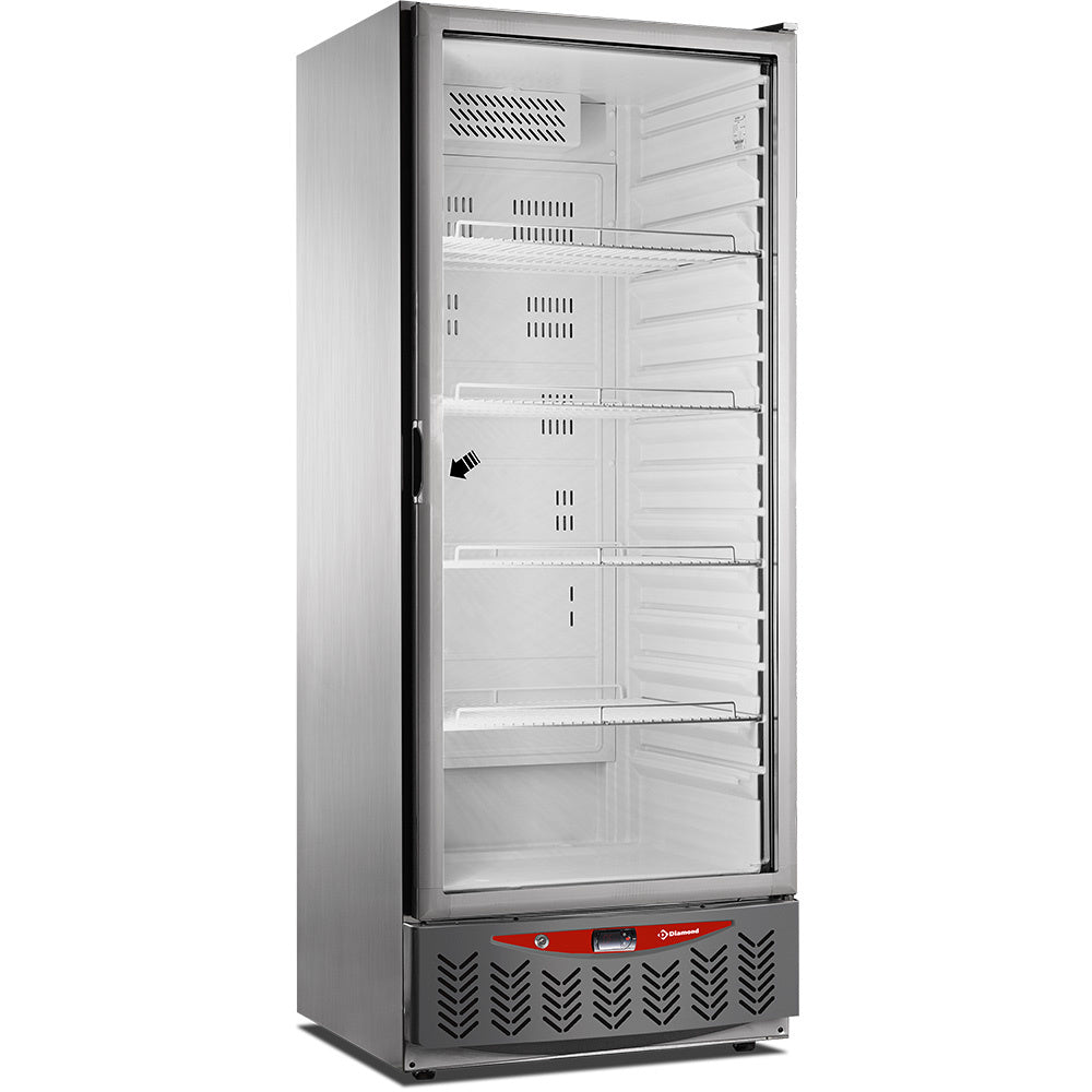 Frigo ventilé, 525 litres, vitrée, GN2/1+600x400, acier inox