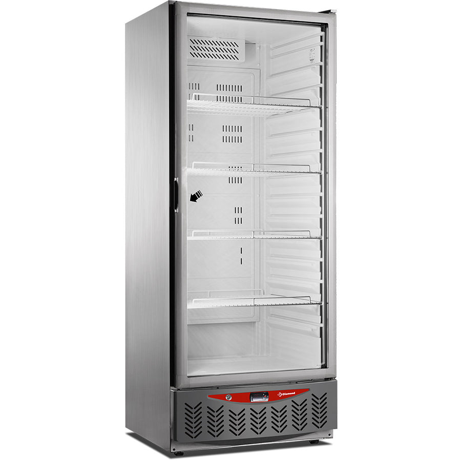 Frigo ventilé, 525 litres, vitrée, GN2/1+600x400, acier inox