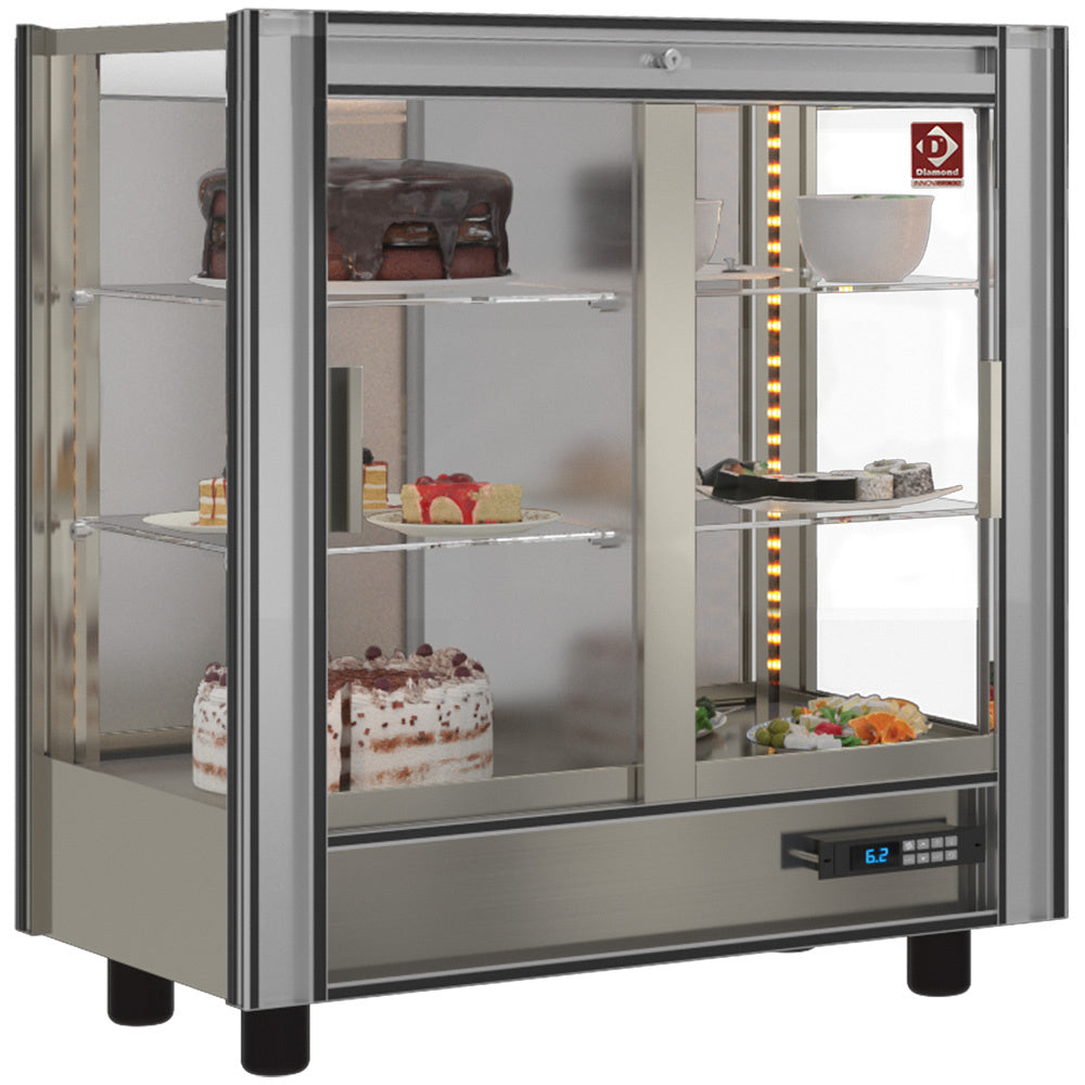 Vitrine réfrigérée modulable Diamond de 216 litres pour la gastronomie, affichage clair et espace de stockage flexible.