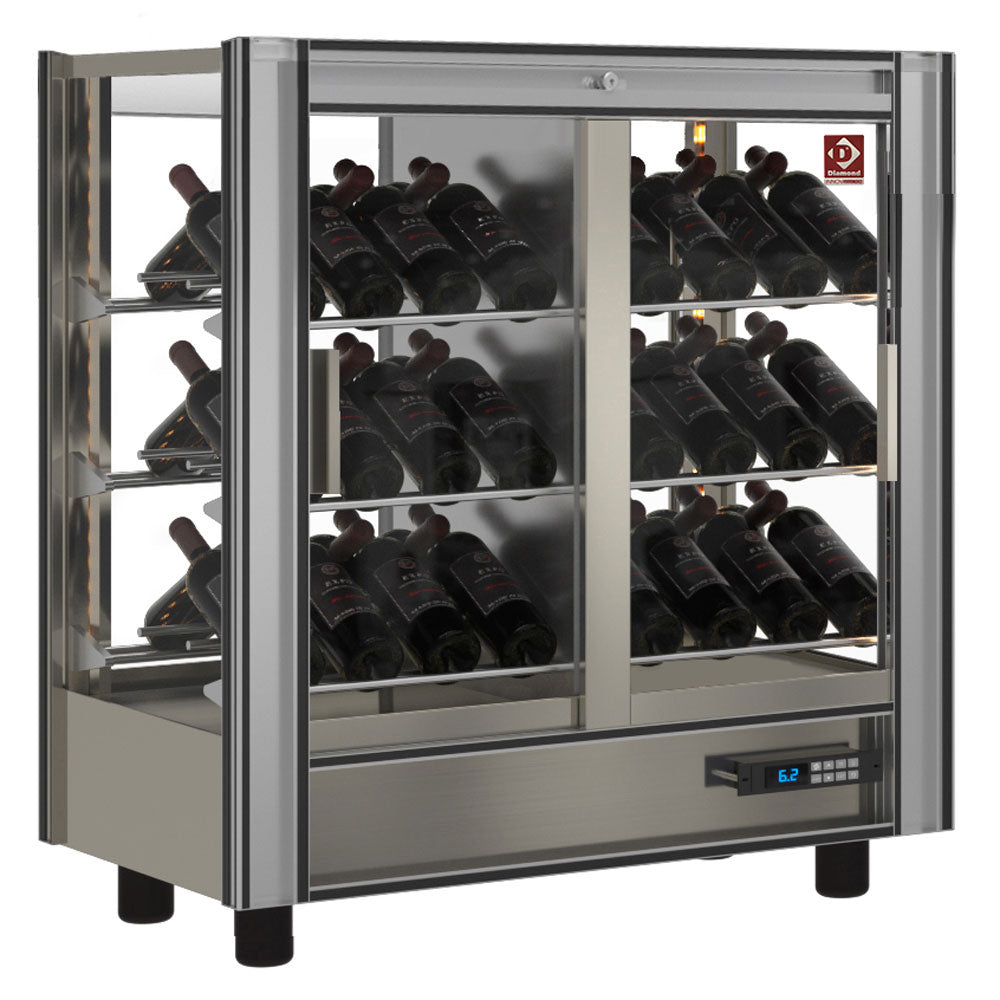Vitrine réfrigérée à vins Diamond modulable, capacité de 216 litres, vitrine traversante pour conservation du vin.