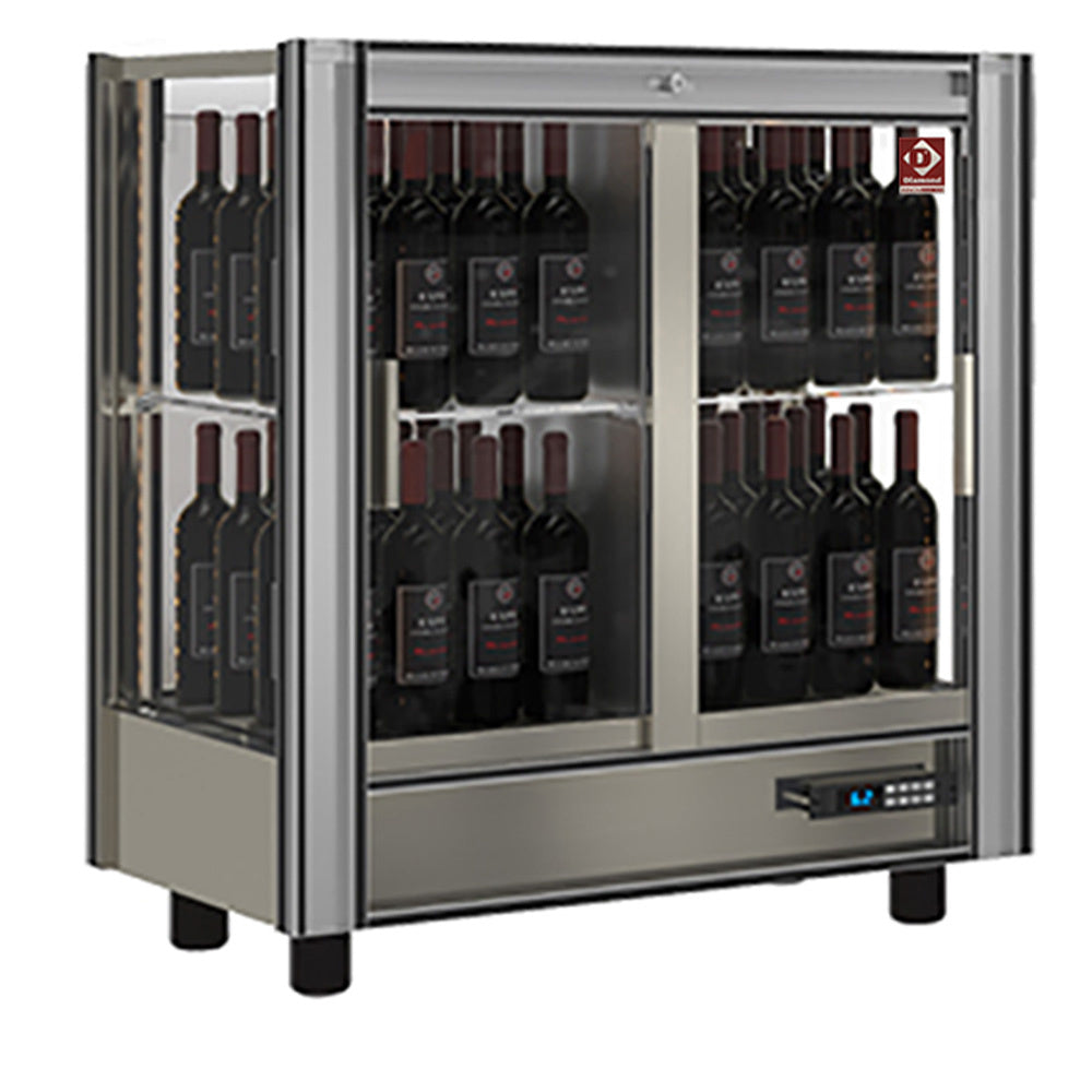 Vitrine réfrigérée à vins Diamond modulable de 216 litres, vitrine en verre avec étagères pour stockage de vins.
