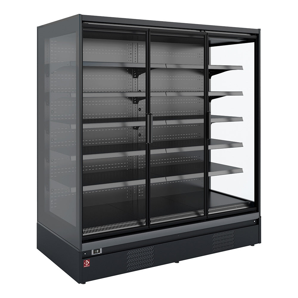 Meuble mural réfrigéré, libre-service, portes battantes - FULL BLACK