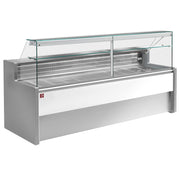 Comptoir vitrine réfrigéré à vitre droite 90°, avec réserve - GRIS/BLANC