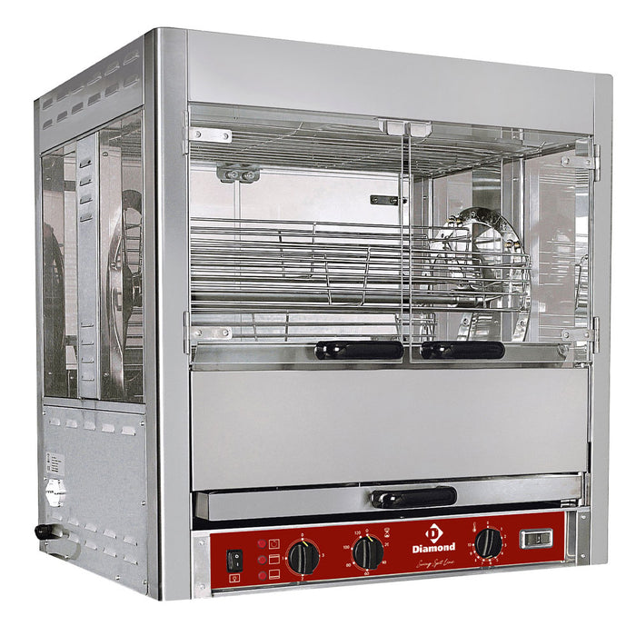 Rôtissoire à balancelles Diamond pour 25 poulets, appareil de cuisson professionnel avec rotation uniforme.