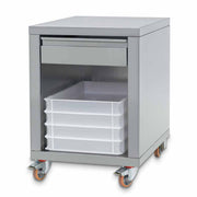 Support en inox + tiroir, sur roues, pour formeuses