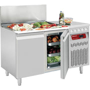 Table frigorifique ventilée, 2 portes GN 1/1, 260 Lit. avec saladette réfrigérée GN