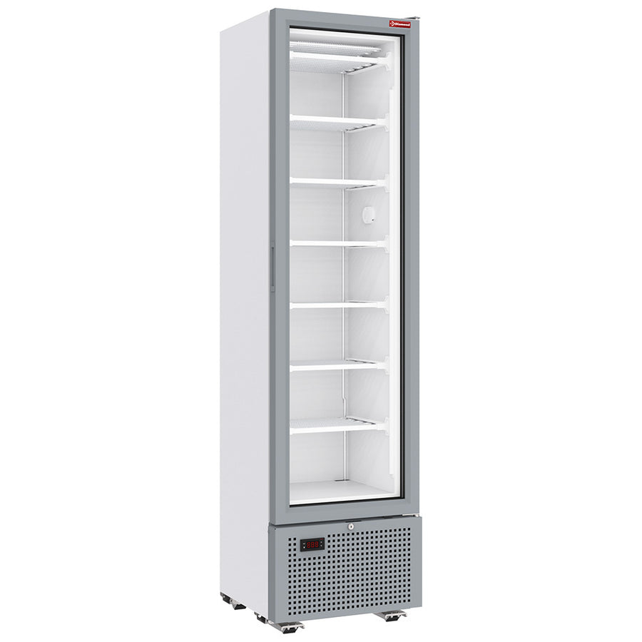 Vitrine ventilée négative vitrée 221 litres - 7 niveaux fixes - BLANCHE