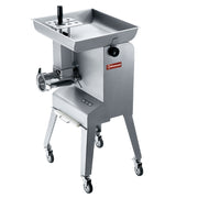 Hachoir en inox Diamond N° 32 avec piètement sur roues, ø 6 mm, capacité 600 kg/h, groupe en acier inoxydable.