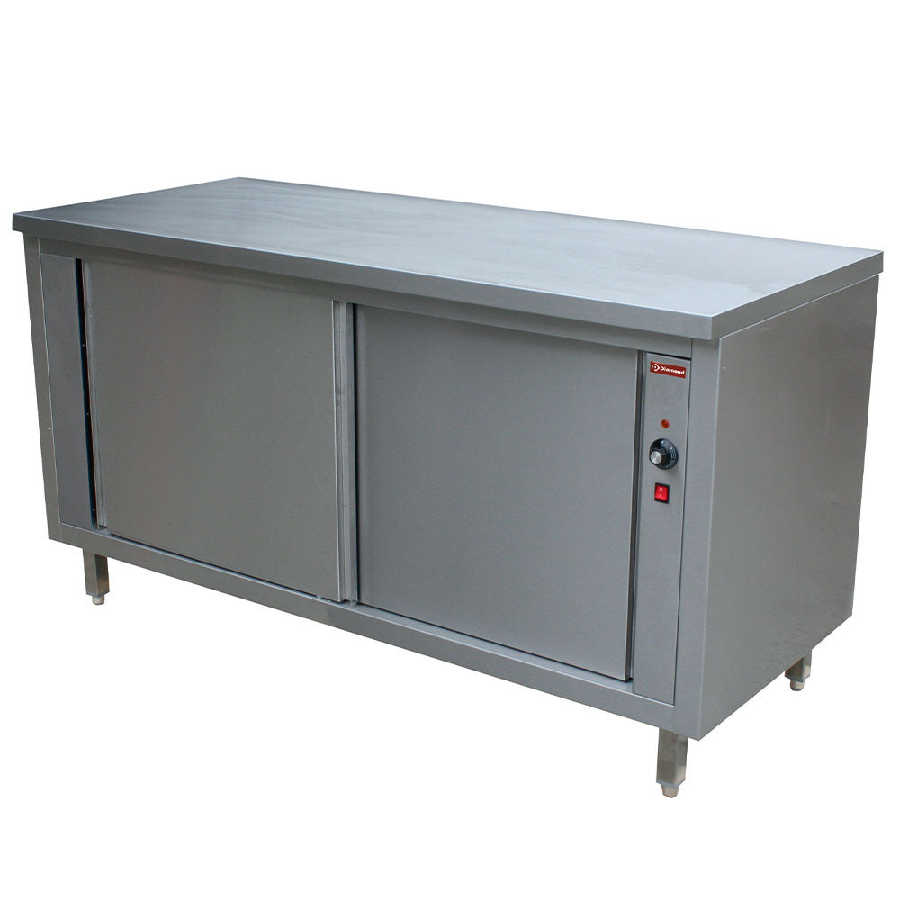 Table armoire chauffante, portes coulissantes "traversante centrale"