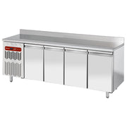 Table frigorifique murale Diamond, réfrigérée 4 portes GN 1/1, ventilation, capacité 550L, groupe à GX, modèle à portes doubles.