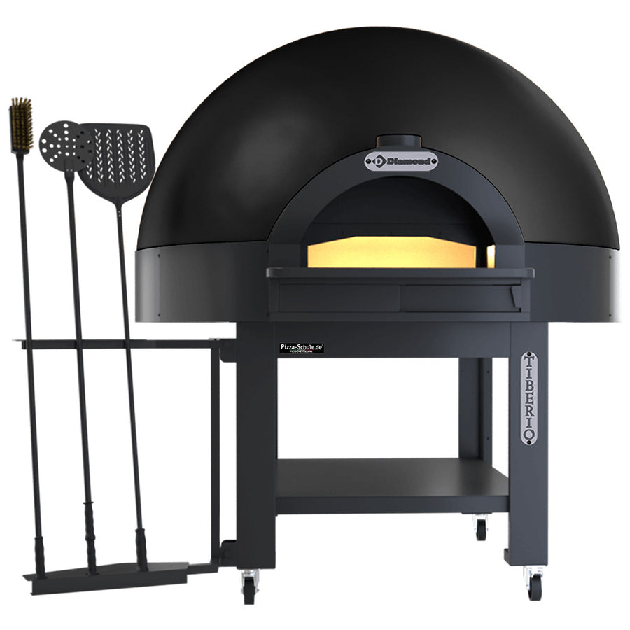 Four statique à cupole, sole fixe, 9 pizzas (Ø 33) avec support sur roues - BLACK