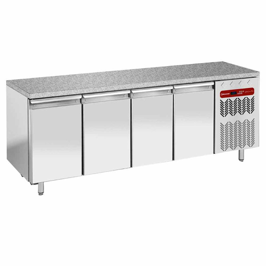 Table de congélation, ventilée, 4 portes EN 600x400 - Top en granit