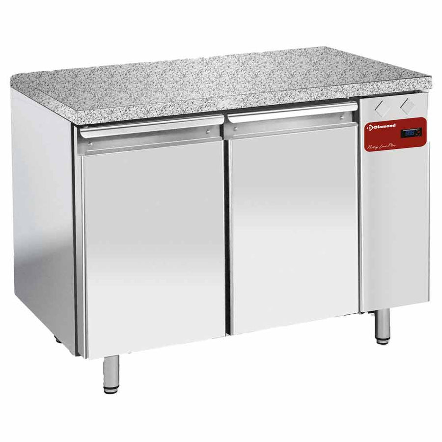 Table de congélation, vent., 2 portes EN 600x400 - Top en granit (Sans groupe)