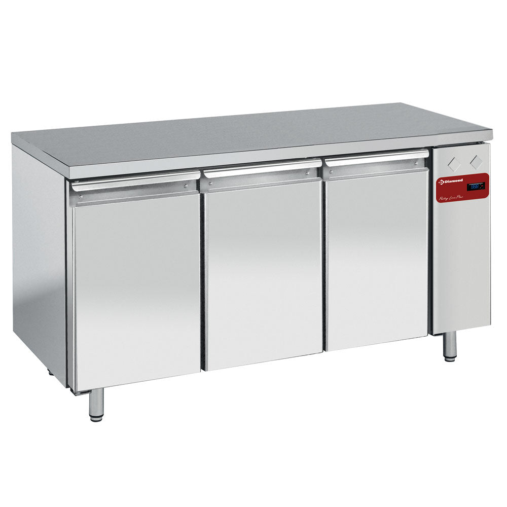 Table de congélation ventilée Diamond à 3 portes, dimensions 600x400 mm, sans groupe, pour stockage froid professionnel