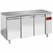 Table frigorifique ventilée 3 portes Diamond EN 600x400 avec top en granit, sans groupe, pour réfrigération commerciale.