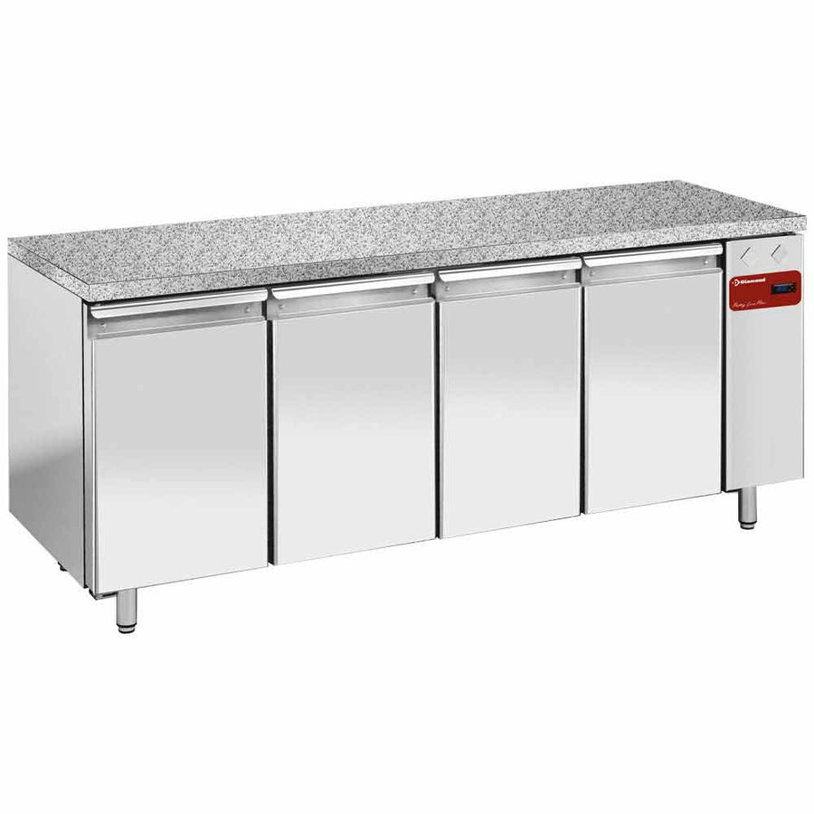 Table de congélation, vent.,4 portes EN 600x400 - Top en granit (Sans groupe)