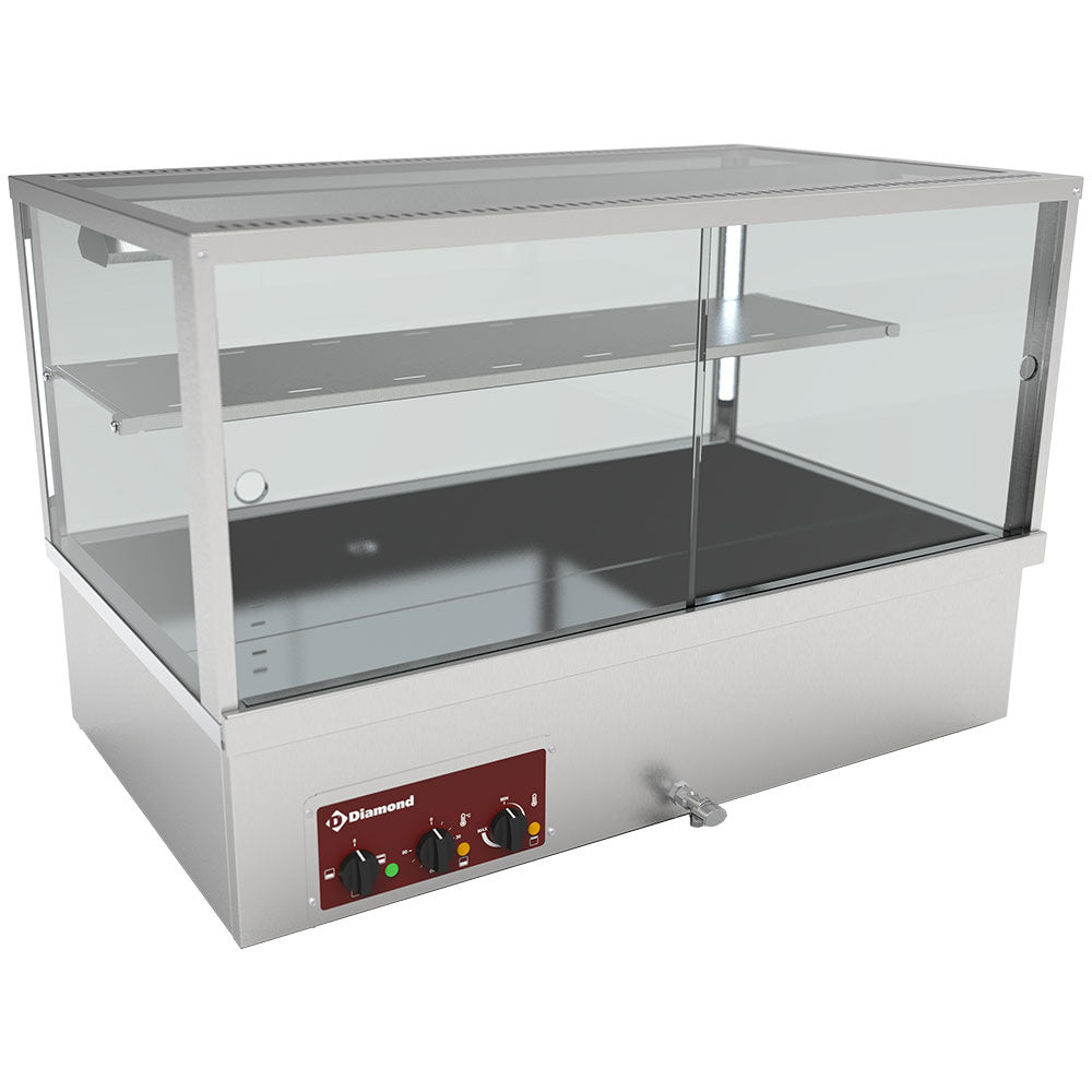 Vitrine chauffante, bain-marie 3 GN 1/1, panoramique