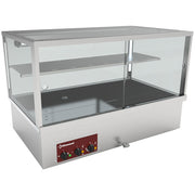 Vitrine chauffante, bain-marie 3 GN 1/1, panoramique