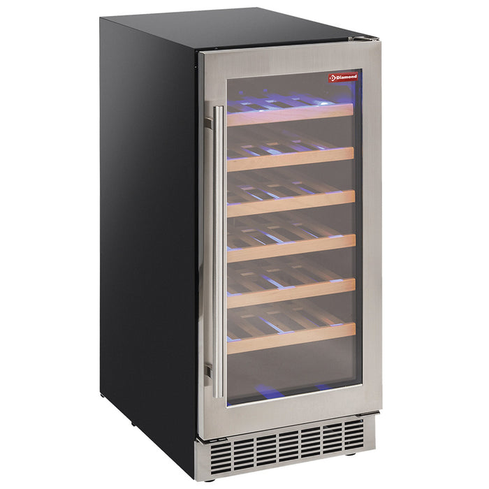 Vitrine cave à vins, ventilée, porte en acier inox, 106 Lt - NOIRE