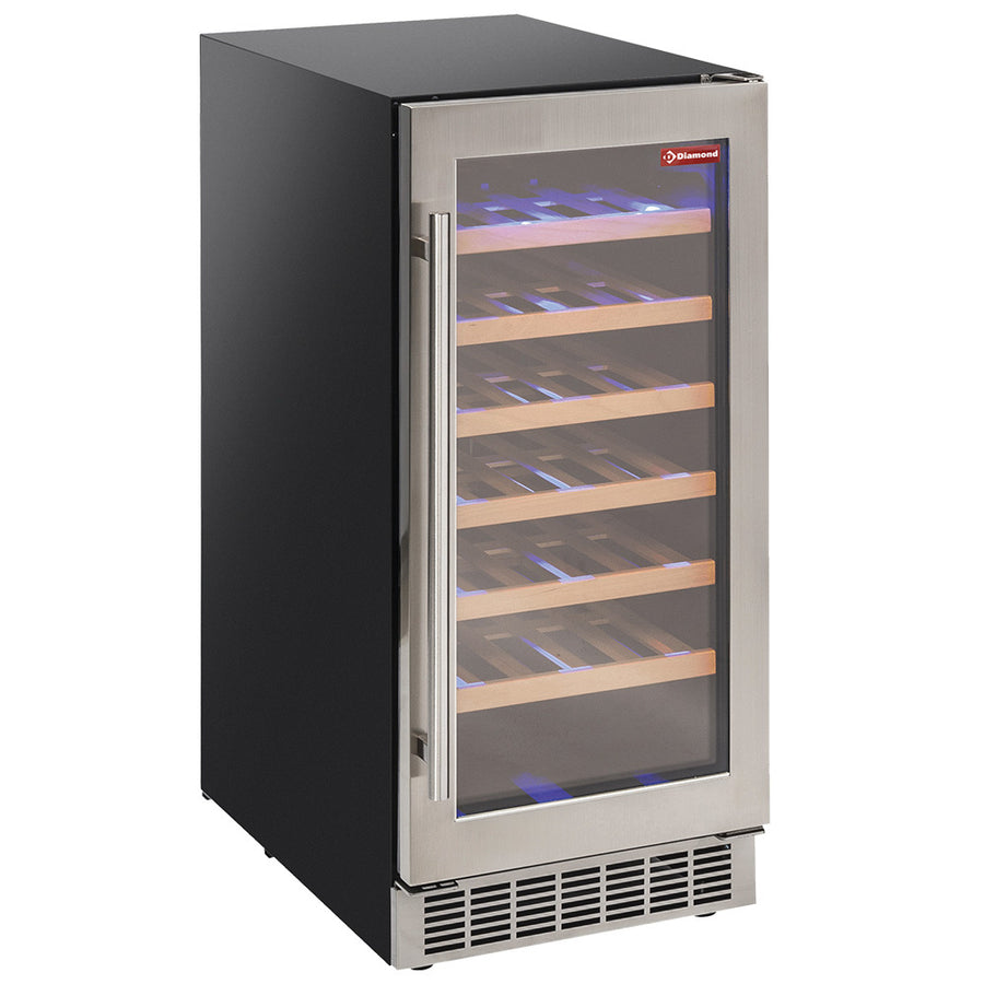 Vitrine cave à vins, ventilée, porte en acier inox, 106 Lt - NOIRE