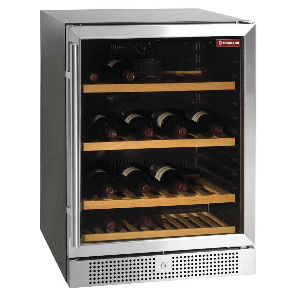 Vitrine cave à vins, ventilée, porte en acier inox, 160 Lt., BLACK