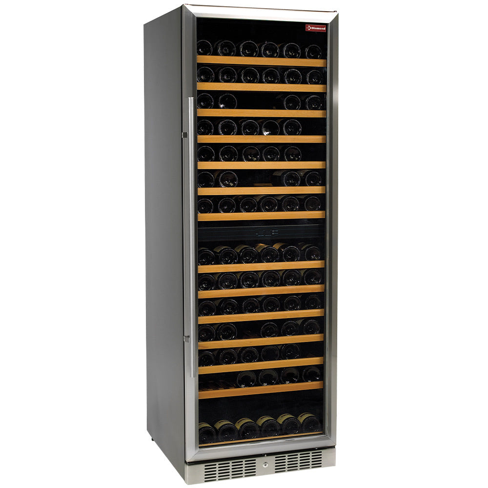 Vitrine cave a vins, ventilée, 375 Lt., porte en acier inox, 2 T°, BLACK