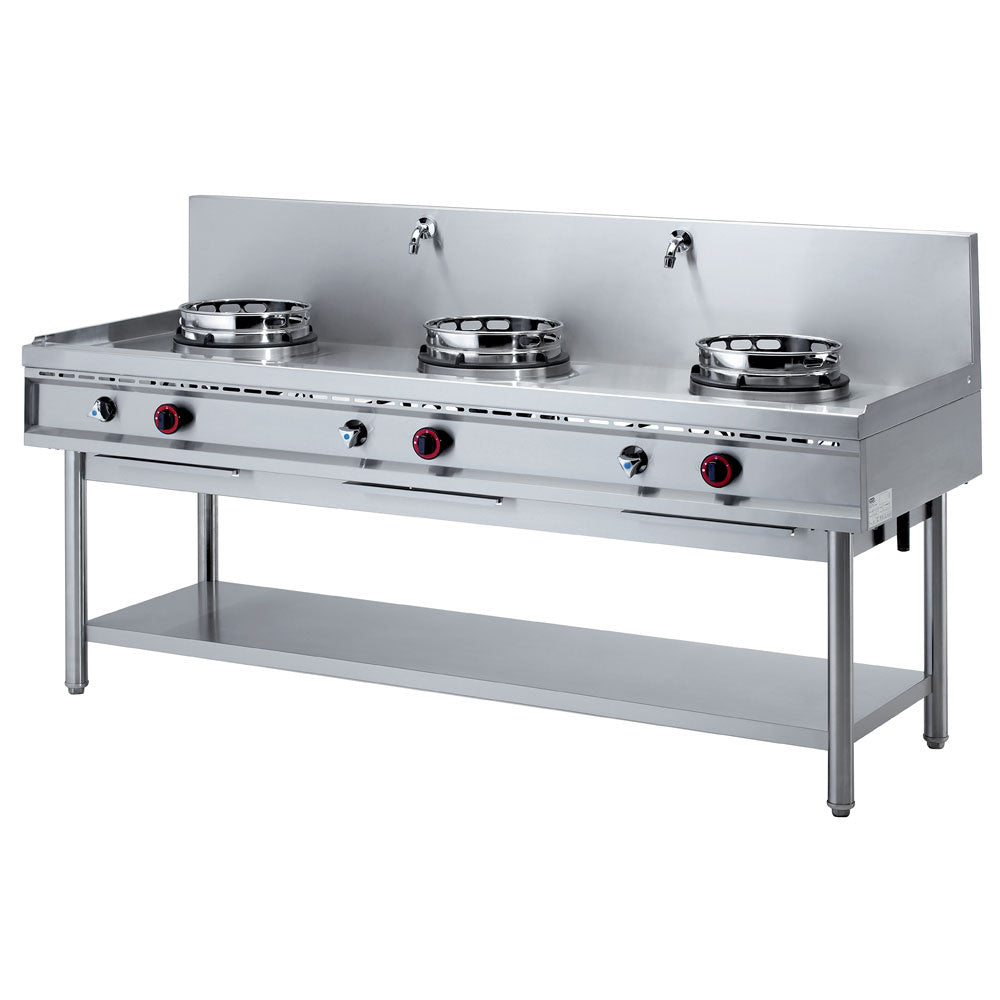 Fourneau wok gaz, 3 feux (3x 13 kW)