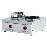 Feux wok gaz de table, 2 feux (2x 13 kW)