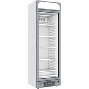 Vitrine ventilée négative vitrée 374  litres - 5 niveaux fixes avec caisson lumineux - BLANCHE