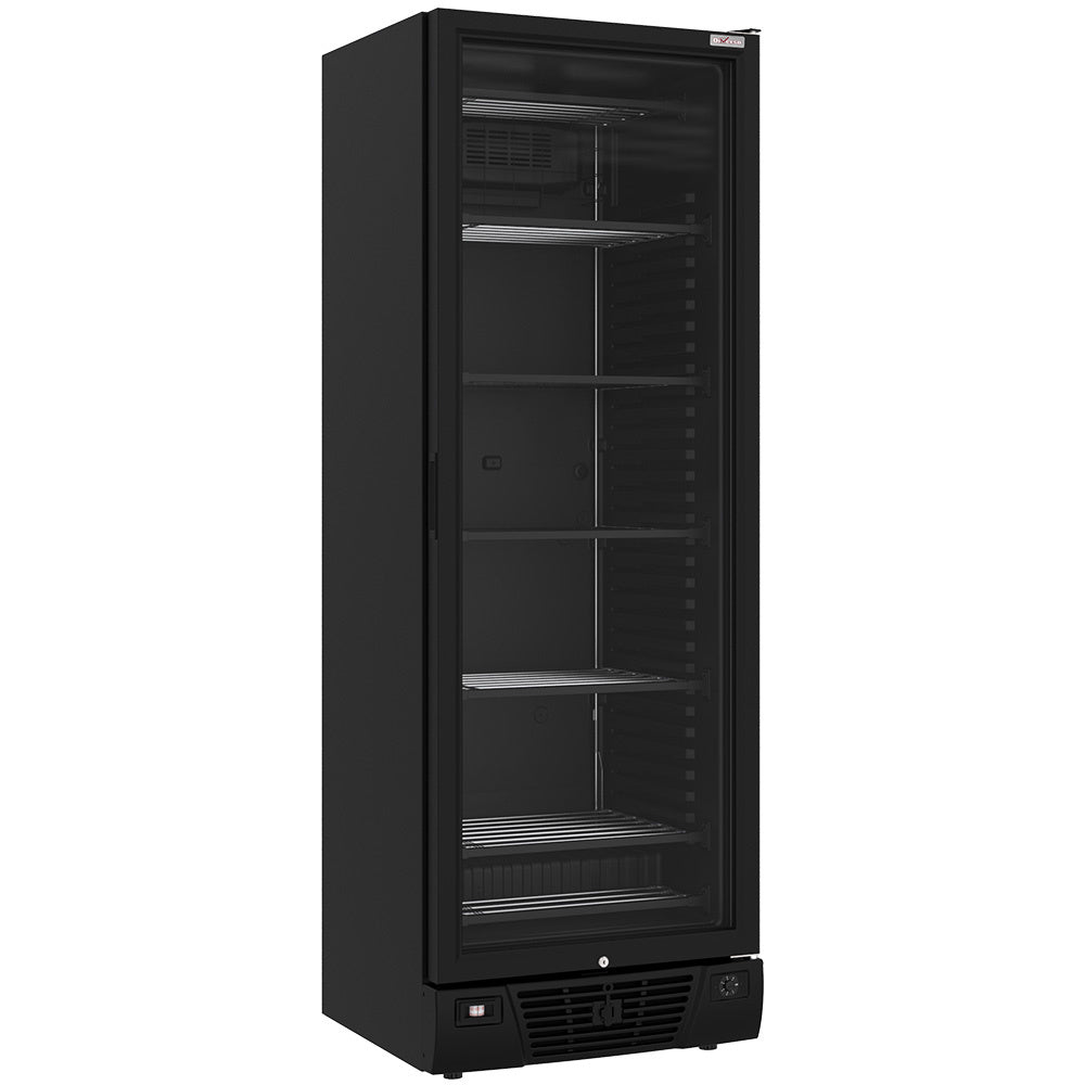 Vitrine ventilée négative vitrée 382 litres - 5 niveaux fixes - NOIRE