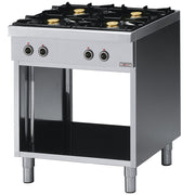 Fourneau 4 feux vifs, sur armoire ouverte