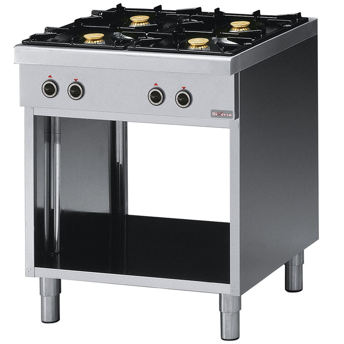 Fourneau 4 feux vifs, sur armoire ouverte