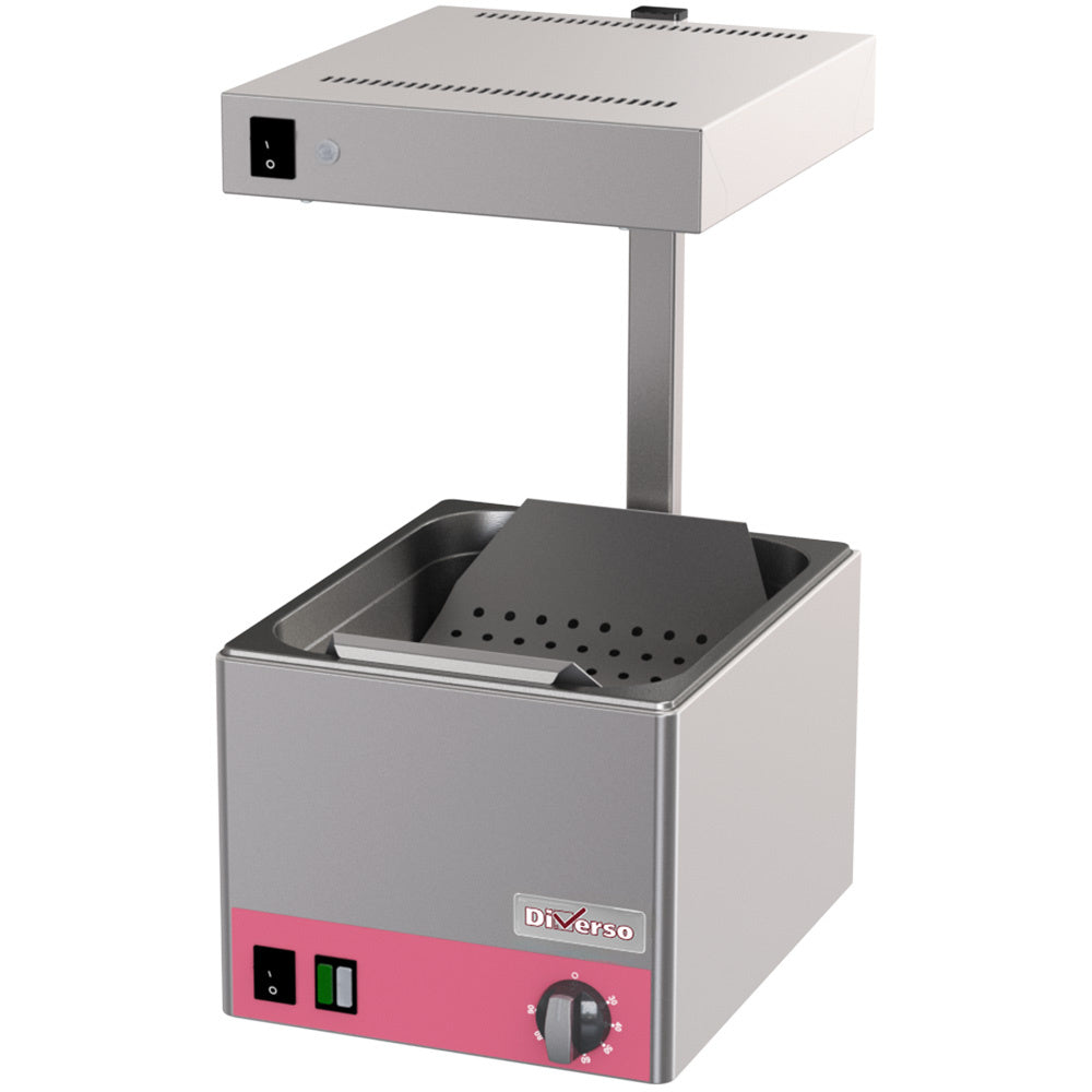 Bac de salage pour pommes frites Diverso, version de table, en plastique blanc pour saler facilement.