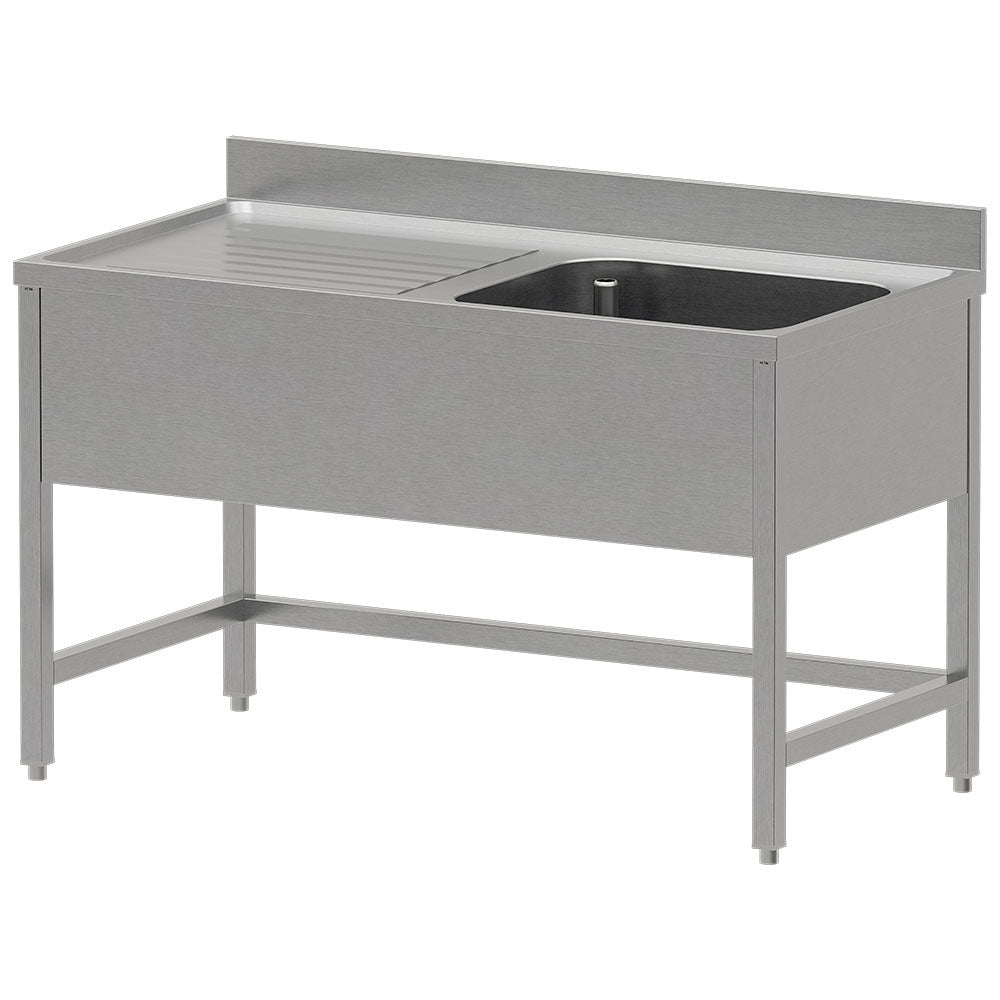 Plonge inox ECO 1 cuve égouttoir gauche, sans sous-tablette inférieure