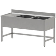 Plonge inox ECO 2 cuves égouttoir gauche, sans sous-tablette inférieure