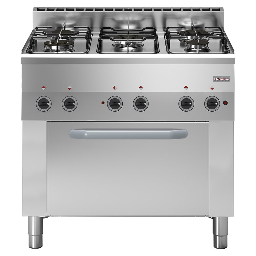 Fourneau à convection électrique Diverso 5 feux gaz avec 4 emplacements GN 1/1 pour cuisine professionnelle