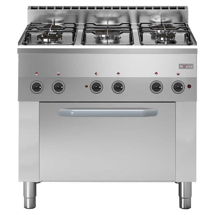 Fourneau à convection électrique Diverso 5 feux gaz avec 4 emplacements GN 1/1 pour cuisine professionnelle