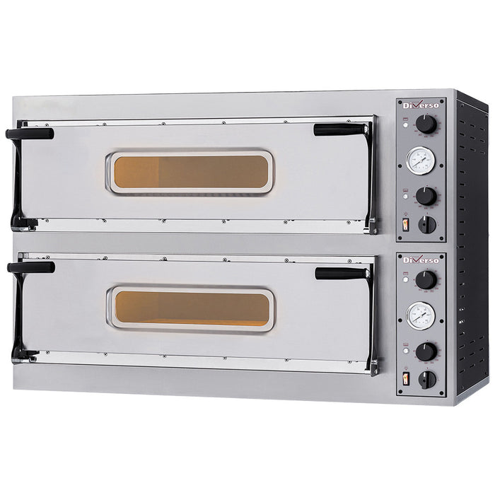 Four électrique Diverso pour pizzas 2x 350mm, double chambre 820x410, cuisson efficace et capacité élevée.