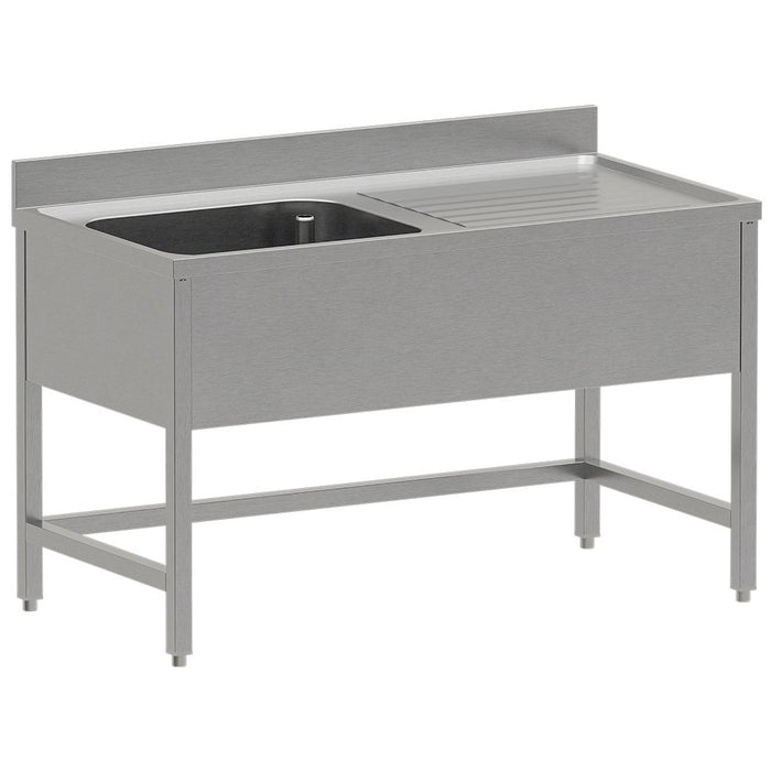 Plonge inox ECO 1 cuve égouttoir droite, sans sous-tablette inférieure
