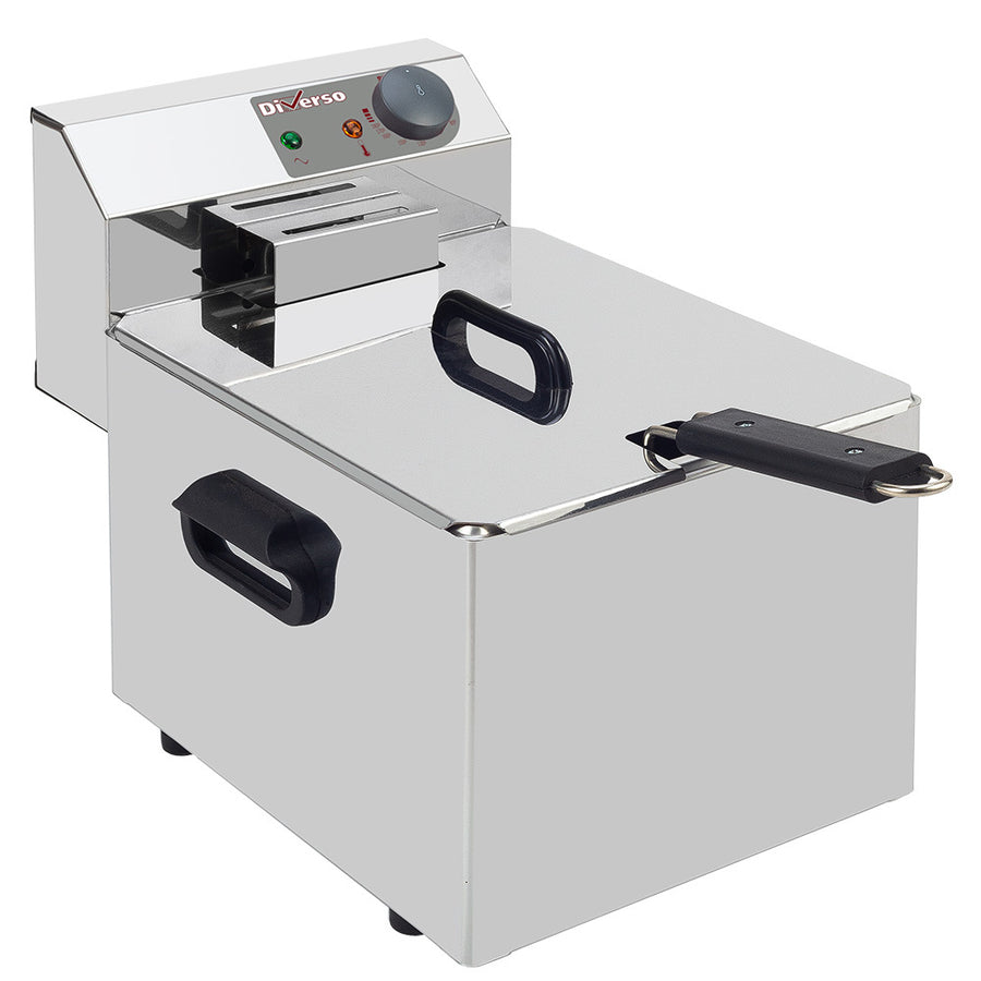 Friteuse de table électrique Diverso de 7 litres, vue de face avec panier en acier inoxydable et commandes intuitives