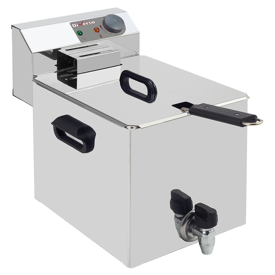 Friteuse électrique de table Diverso 8 litres avec robinet de vidange, design compact pour cuisine domestique